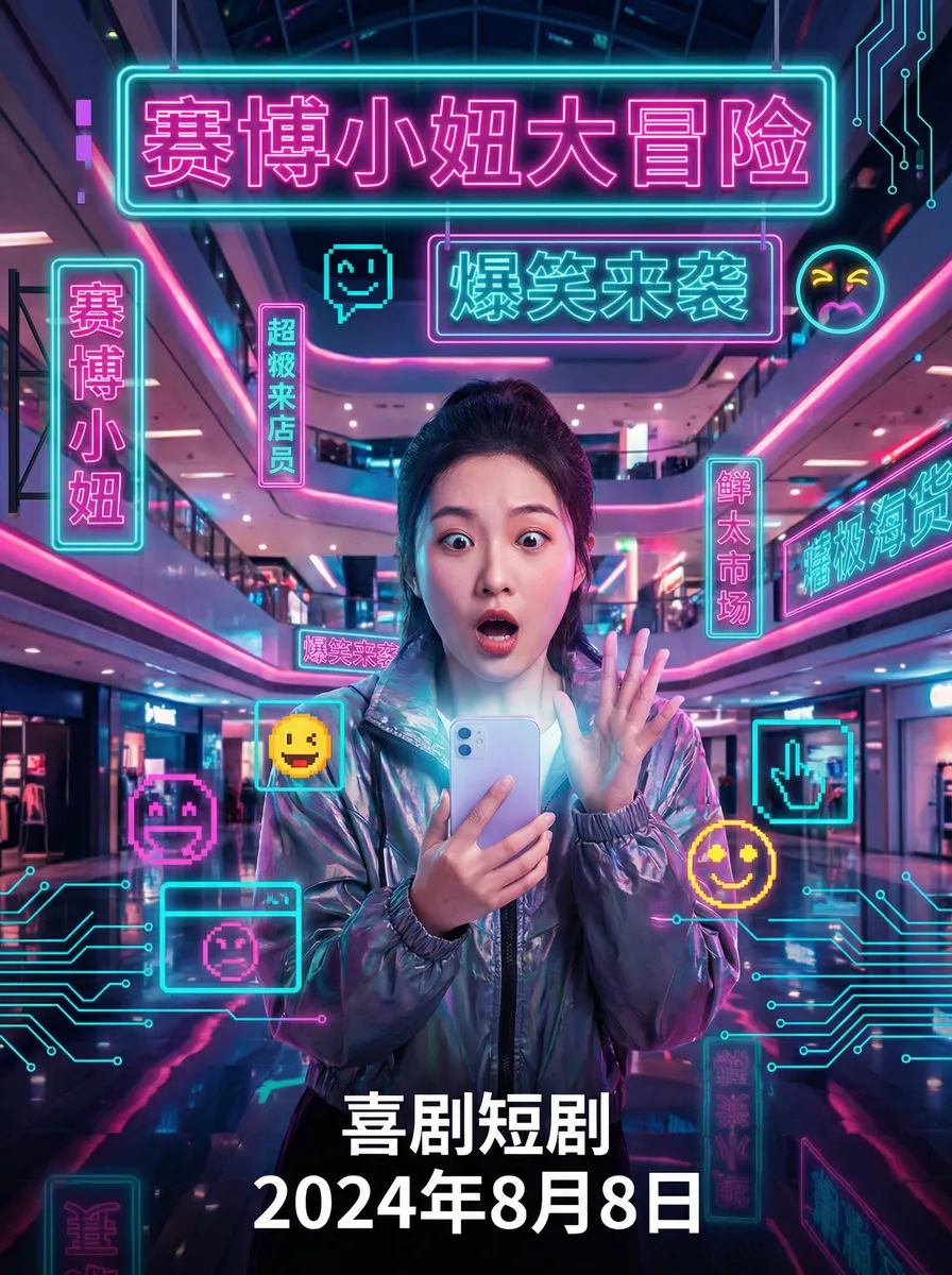 神秘网站 搞笑喜剧短剧 - 赛博小妞大冒险海报